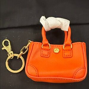 Tory Burch Vibrant Orange Mini Bag Keychain